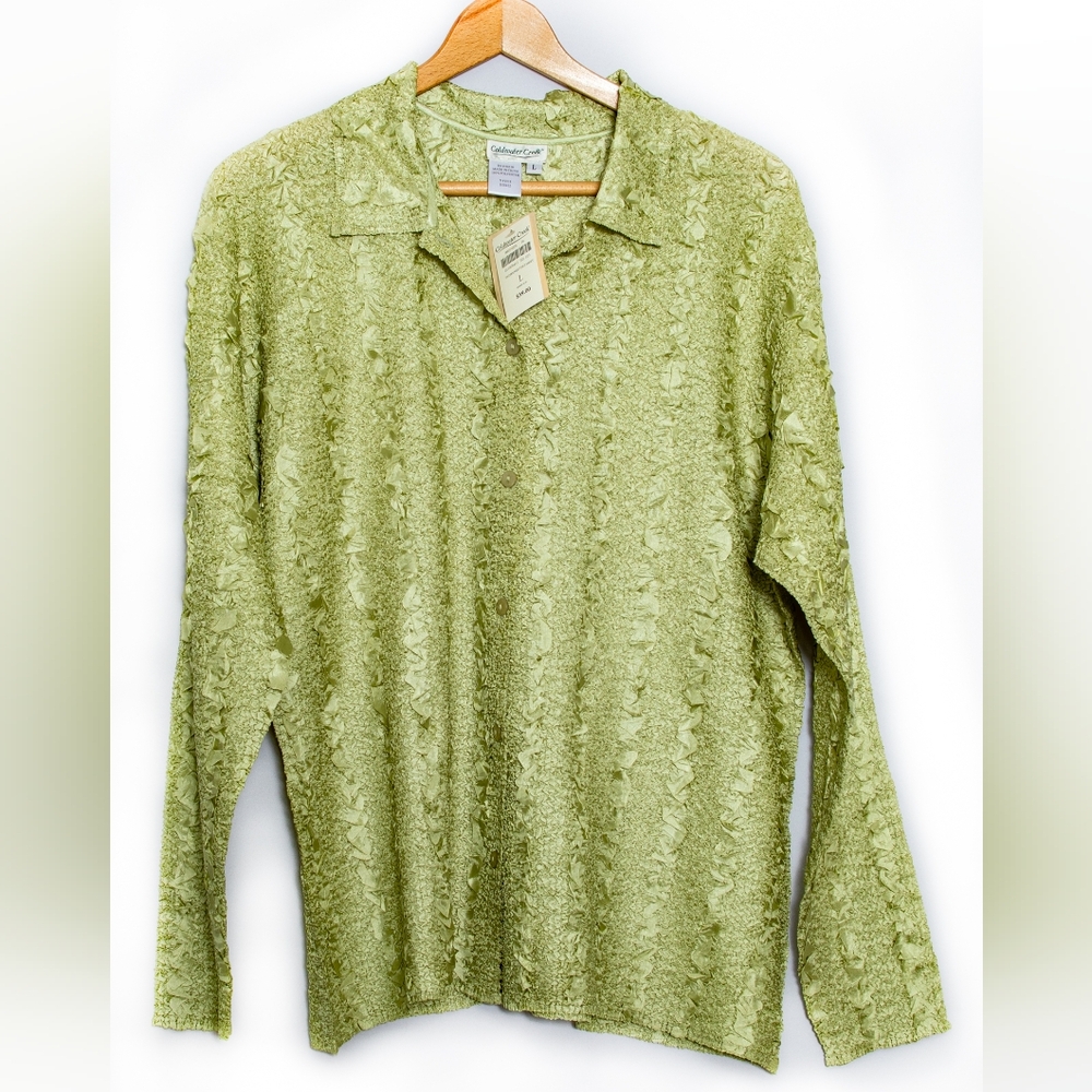 NWT Coldwater Creek Light Green Textured Shirt